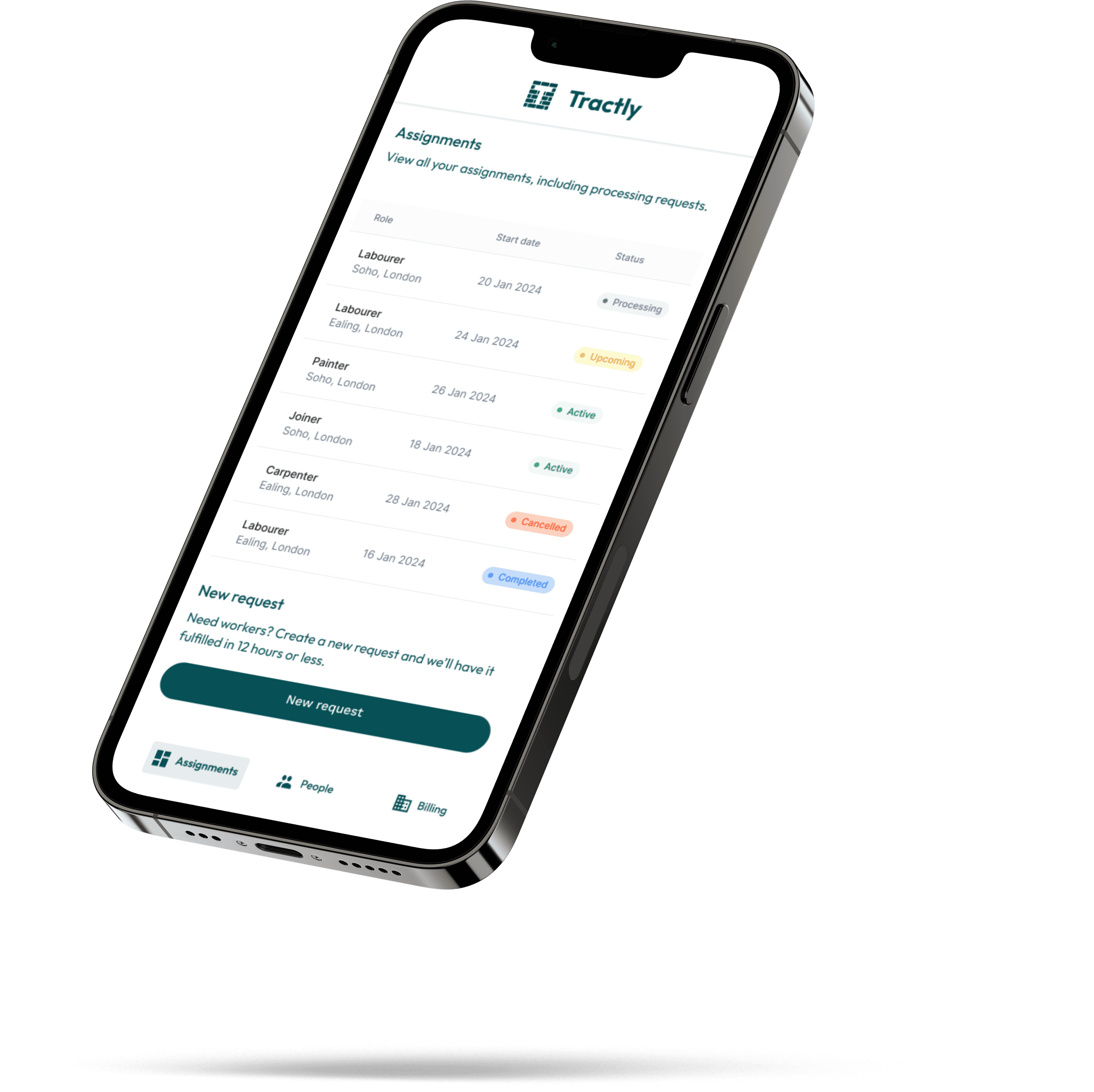 The Tractly app on a phone
